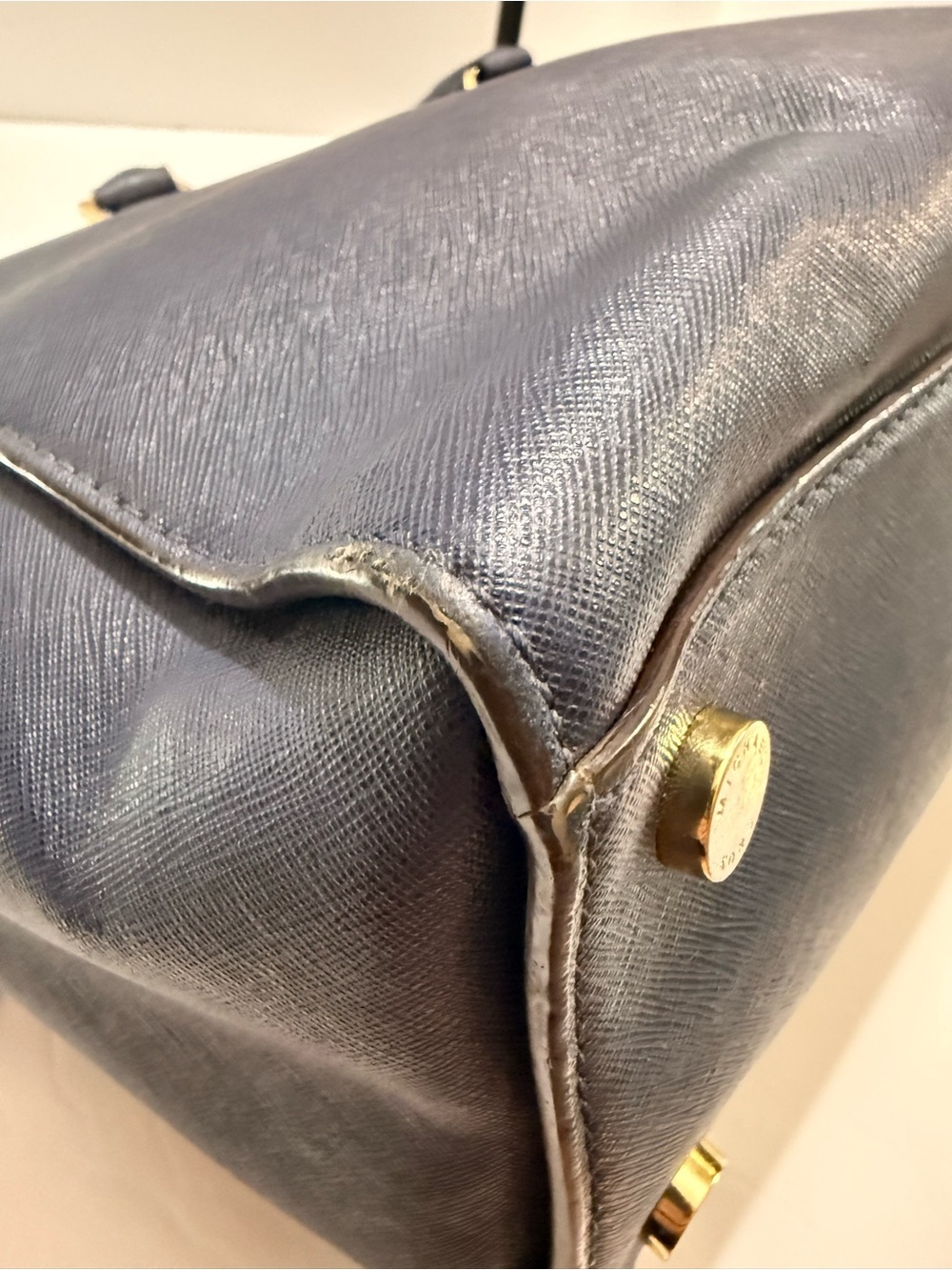 MICHAEL Michael Kors Navy Saffiano Leather Satchel Tote - Picture 9 of 12